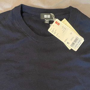 Uniqlo Extra Fine Merino, Crew Neck Sweater - Medium - Dark Blue NWT
